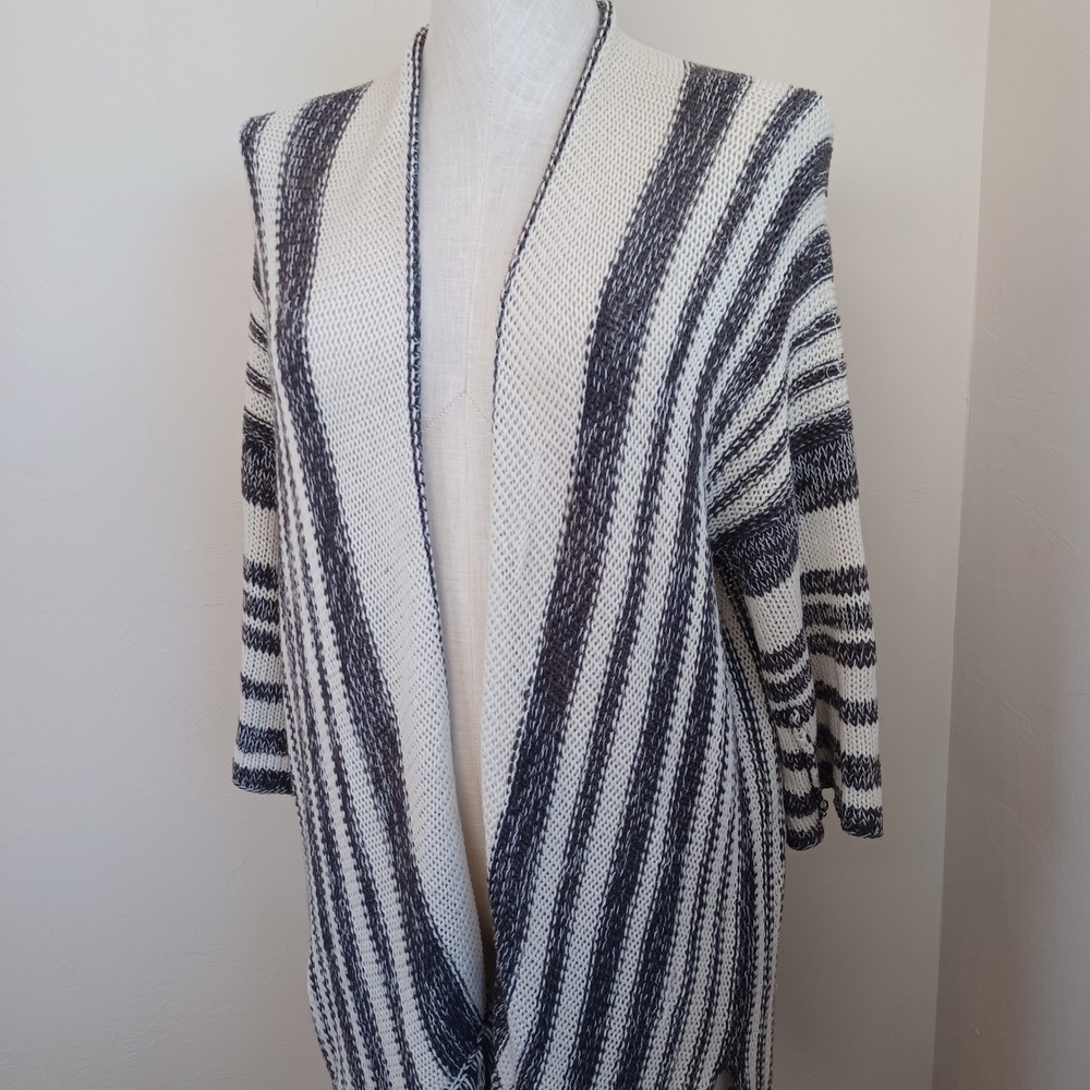 Wooden Ships Paola Buendia Striped Fringe Cardigan Sweater Women's XS S - Picture 3 of 10